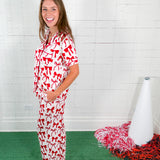 Charlotte Crimson + White Bows Pajama Set Mary Square