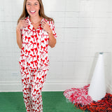 Charlotte Crimson + White Bows Pajama Set Mary Square