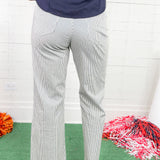 Charlotte Navy Stripe High Rise Raw Hem Jean KUT