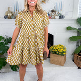 Chartreuse Weave Button Down Mini Dress Meet Me in Santorini