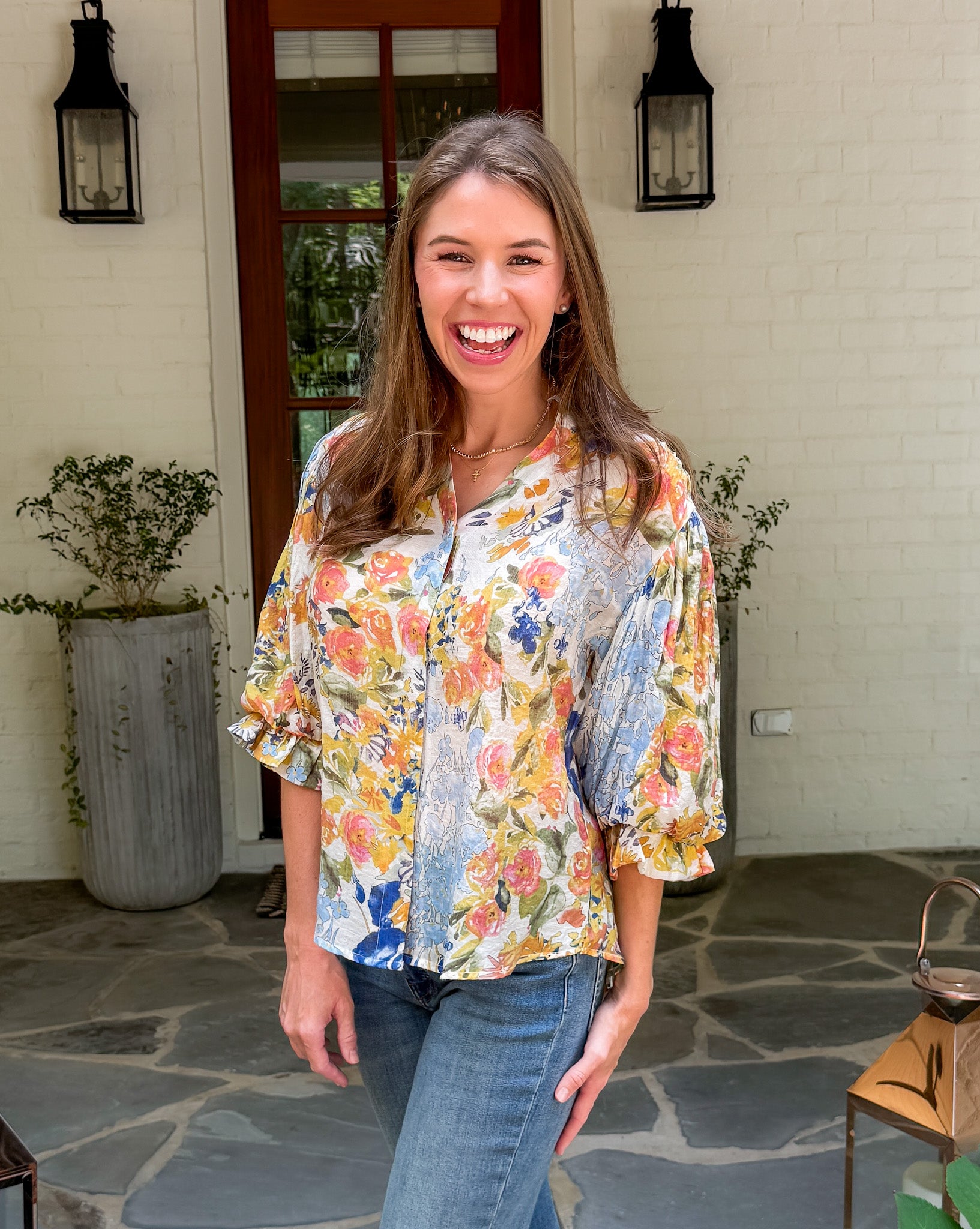 Christian Blue Multi Top