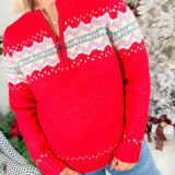 Collins Red Quarter Zip Sweater Staccato