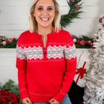Collins Red Quarter Zip Sweater Staccato