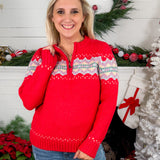 Collins Red Quarter Zip Sweater Staccato