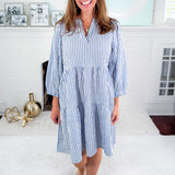 Cooper Lined Up Light Blue Dress Mary Square