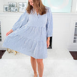 Cooper Lined Up Light Blue Dress Mary Square