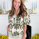 Cornelia Olive Bubble Sleeve Top