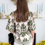 Cornelia Olive Bubble Sleeve Top