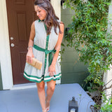 Dahlia Forest Green Stripe Mini Dress Entro