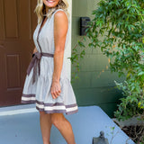 Dahlia Mocha Mousse Stripe Mini Dress Entro