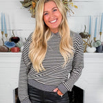 Denise Black + White Striped Polo Sweater