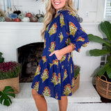 Derrill Ink Blue Floral Mini Dress THML