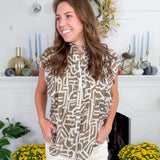 Donna Olive Flutter Sleeve Top THML