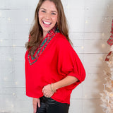 Douglass Red + Plaid Placket Top Entro