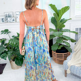 Edmee Blue Marble Swirl Maxi Dress Molly Bracken