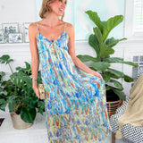 Edmee Blue Marble Swirl Maxi Dress Molly Bracken