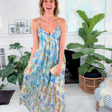 Edmee Blue Marble Swirl Maxi Dress Molly Bracken