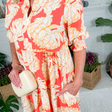 Eleanor Fall Floral Fire Midi Dress Mary Square