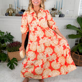 Eleanor Fall Floral Fire Midi Dress Mary Square