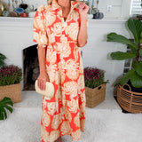 Eleanor Fall Floral Fire Midi Dress Mary Square
