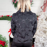 Emily McCarthy Black Bow Jacquard Top