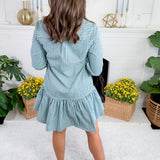 Fiona Blue + Green Simple Stripe Dress Mary Square