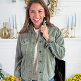 Franklin Olive Knit Denim Style Jacket