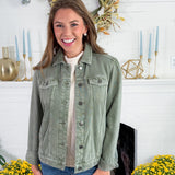 Franklin Olive Knit Denim Style Jacket