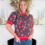 Gerhart Charcoal Multi Leopard Sweater