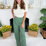 Green Goddess Dotted Wide Leg Pants