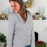 Greer Black + White Gingham Top