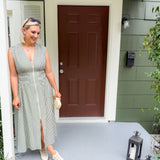 Greer Forest Striped Zip Front Waisted Dress THML