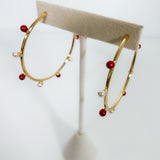 Harlow Crimson + White Dotted Hoop Earrings Mary Square