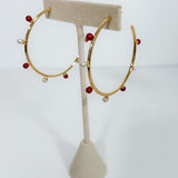 Harlow Crimson + White Dotted Hoop Earrings Mary Square