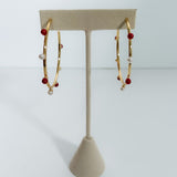 Harlow Crimson + White Dotted Hoop Earrings Mary Square