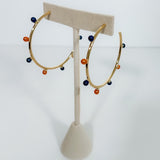 Harlow Navy + Orange Dotted Hoop Earrings Mary Square