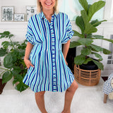 Haynes French Blue Stripe Mini Dress Elizabeth James