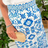 Hemmingway Aegean Blue Tile Midi Skirt Prosperina