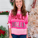 Holly Jolly Sequins Pink Sweater