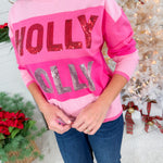 Holly Jolly Sequins Pink Sweater