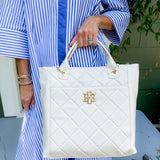 Kinzley Cream Quilted Tote Bag