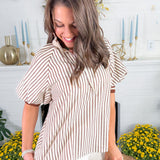 Irma Caramel Striped Top Entro