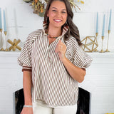 Irma Caramel Striped Top Entro