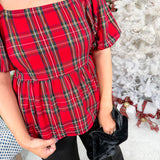 Isabel Red Plaid Top Mary Square