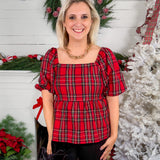 Isabel Red Plaid Top Mary Square