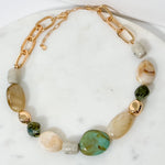 Jade + Gold Stone Bead Necklace