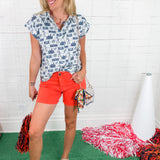 Jane Tangerine High Rise Long Shorts KUT
