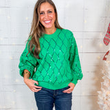Jingle Christmas Green Seqiun Diamond Sweater