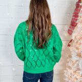 Jingle Christmas Green Seqiun Diamond Sweater
