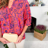 Julie Coral Toile Tulip Top Mary Square